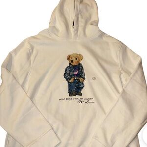 Ralph Lauren White Hoodie with Polo Bear Graphic